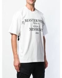 T-shirt à col rond imprimé blanc et noir Mastermind World