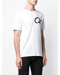 T-shirt à col rond imprimé blanc et noir Calvin Klein Jeans