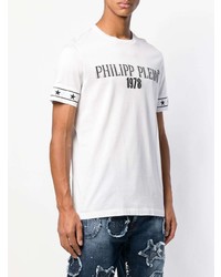 T-shirt à col rond imprimé blanc et noir Philipp Plein