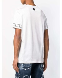 T-shirt à col rond imprimé blanc et noir Philipp Plein