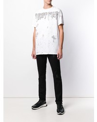 T-shirt à col rond imprimé blanc et noir Philipp Plein