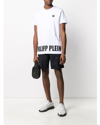 T-shirt à col rond imprimé blanc et noir Philipp Plein