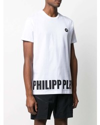 T-shirt à col rond imprimé blanc et noir Philipp Plein