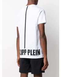 T-shirt à col rond imprimé blanc et noir Philipp Plein