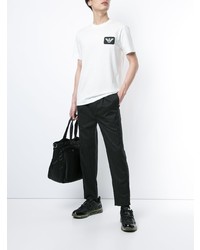 T-shirt à col rond imprimé blanc et noir Emporio Armani