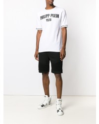 T-shirt à col rond imprimé blanc et noir Philipp Plein