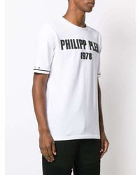 T-shirt à col rond imprimé blanc et noir Philipp Plein