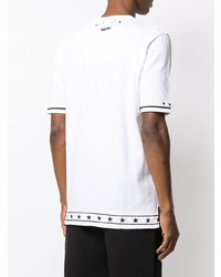 T-shirt à col rond imprimé blanc et noir Philipp Plein