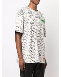 T-shirt à col rond imprimé blanc et noir Heron Preston