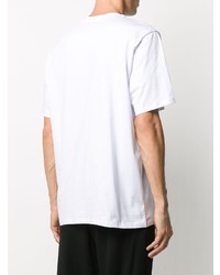 T-shirt à col rond imprimé blanc et noir MSGM