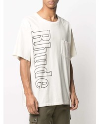 T-shirt à col rond imprimé blanc et noir Rhude