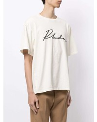 T-shirt à col rond imprimé blanc et noir Rhude