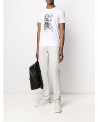 T-shirt à col rond imprimé blanc et noir Emporio Armani