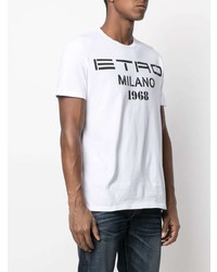 T-shirt à col rond imprimé blanc et noir Etro