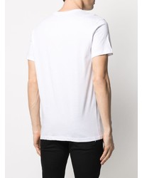 T-shirt à col rond imprimé blanc et noir Trussardi