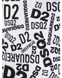 T-shirt à col rond imprimé blanc et noir DSQUARED2