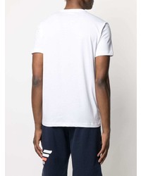 T-shirt à col rond imprimé blanc et noir Ea7 Emporio Armani