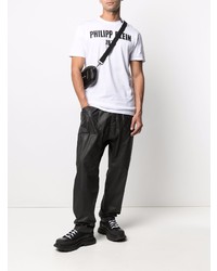 T-shirt à col rond imprimé blanc et noir Philipp Plein