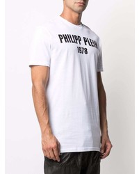 T-shirt à col rond imprimé blanc et noir Philipp Plein