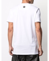 T-shirt à col rond imprimé blanc et noir Philipp Plein