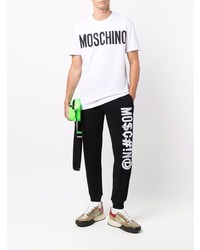 T-shirt à col rond imprimé blanc et noir Moschino