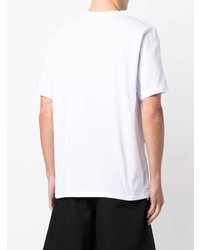 T-shirt à col rond imprimé blanc et noir MSGM