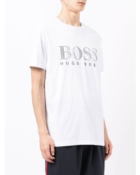 T-shirt à col rond imprimé blanc et noir BOSS