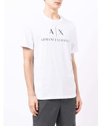 T-shirt à col rond imprimé blanc et noir Armani Exchange