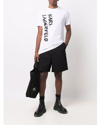 T-shirt à col rond imprimé blanc et noir Karl Lagerfeld