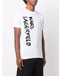 T-shirt à col rond imprimé blanc et noir Karl Lagerfeld