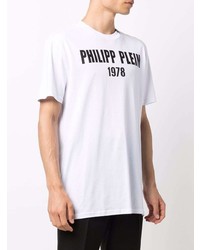 T-shirt à col rond imprimé blanc et noir Philipp Plein