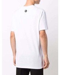 T-shirt à col rond imprimé blanc et noir Philipp Plein