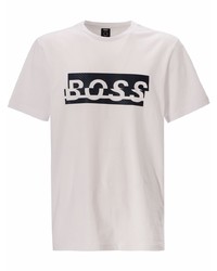 T-shirt à col rond imprimé blanc et noir BOSS