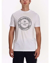 T-shirt à col rond imprimé blanc et noir Karl Lagerfeld