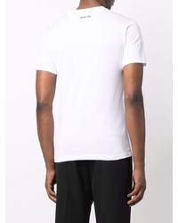 T-shirt à col rond imprimé blanc et noir Les Hommes