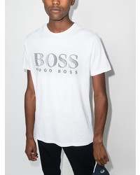 T-shirt à col rond imprimé blanc et noir BOSS