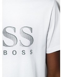 T-shirt à col rond imprimé blanc et noir BOSS