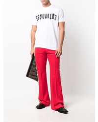 T-shirt à col rond imprimé blanc et noir DSQUARED2