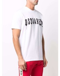 T-shirt à col rond imprimé blanc et noir DSQUARED2