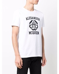 T-shirt à col rond imprimé blanc et noir Alexander McQueen