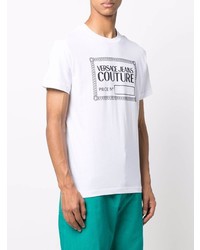 T-shirt à col rond imprimé blanc et noir VERSACE JEANS COUTURE