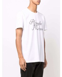 T-shirt à col rond imprimé blanc et noir Alexander McQueen