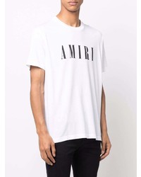 T-shirt à col rond imprimé blanc et noir Amiri