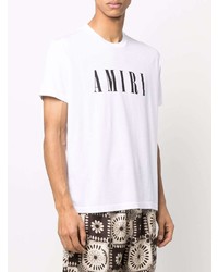 T-shirt à col rond imprimé blanc et noir Amiri