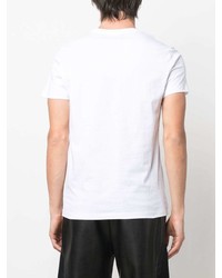 T-shirt à col rond imprimé blanc et noir Balmain