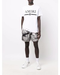 T-shirt à col rond imprimé blanc et noir Amiri