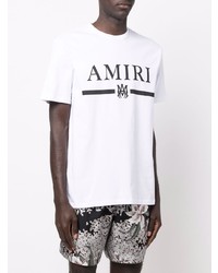 T-shirt à col rond imprimé blanc et noir Amiri