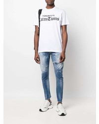 T-shirt à col rond imprimé blanc et noir DSQUARED2