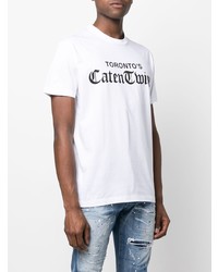 T-shirt à col rond imprimé blanc et noir DSQUARED2