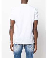 T-shirt à col rond imprimé blanc et noir DSQUARED2